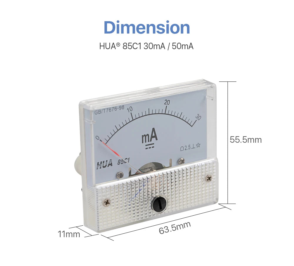 Cloudray 30mA 50mA Amperemeter HUA 85C1 DC 0-30mA 0-50mA Analog Amp Panel Meter Strom für CO2 Laser Gravur Schneid Maschine