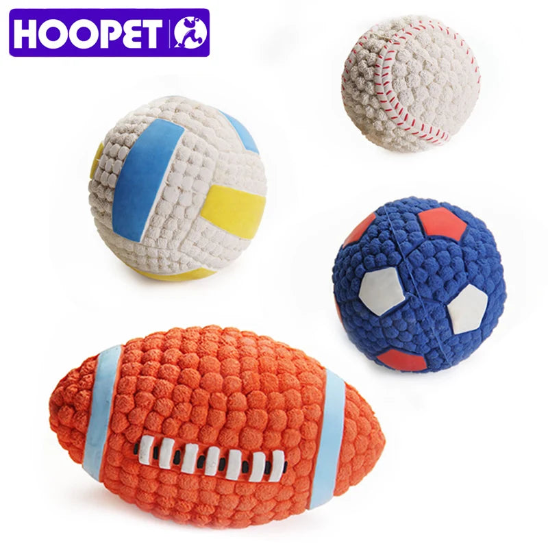 HOOPET Haustier Hund Spielzeug Bälle 2025: Quietsch Welpen Spielzeug Tennis Fußball - Zahn Reinigung Gummi Orange Weiß Blau Hunderassen Spielspaß