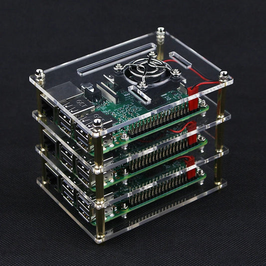 Raspberry Pi Gehäuse 2025: 3 Layer Acrylic Case Clear - Box Cover Cooling Fans DIY Cluster Collection