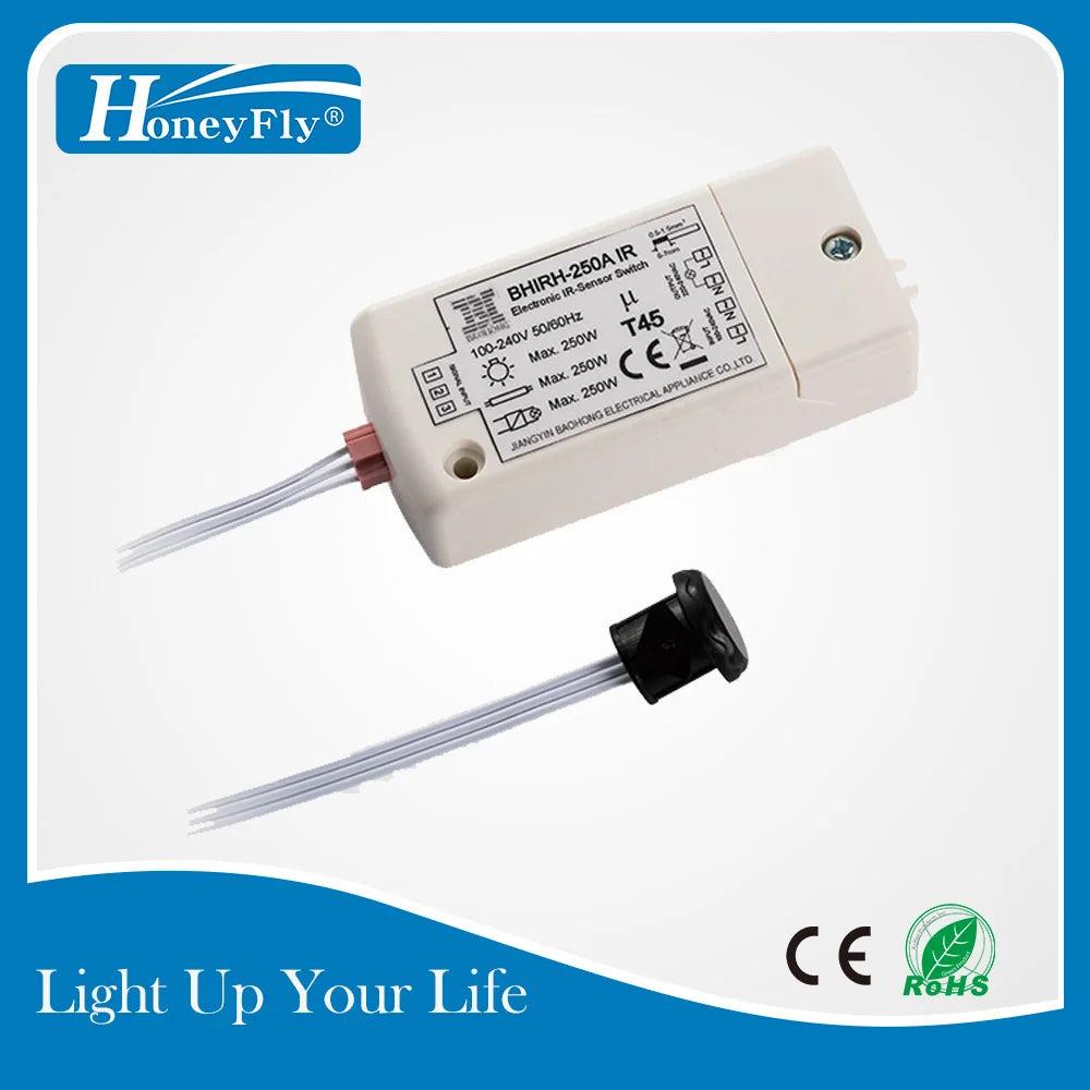 HoneyFly IR Bewegungsmelder Schalter 250W - Infrarot Sensor für automatische Beleuchtung