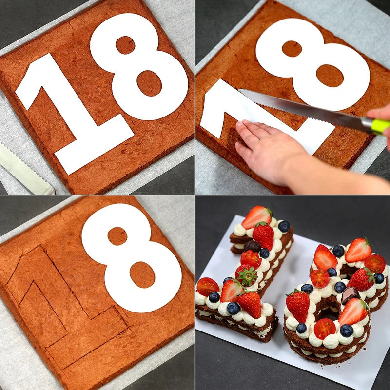 PET 0-8 Numbers Cake Mold Cake Decorating Tools Confeitaria Maker Birthday Cake Tools Pastry Mold For Baking 4/6/8/10/12/14inch