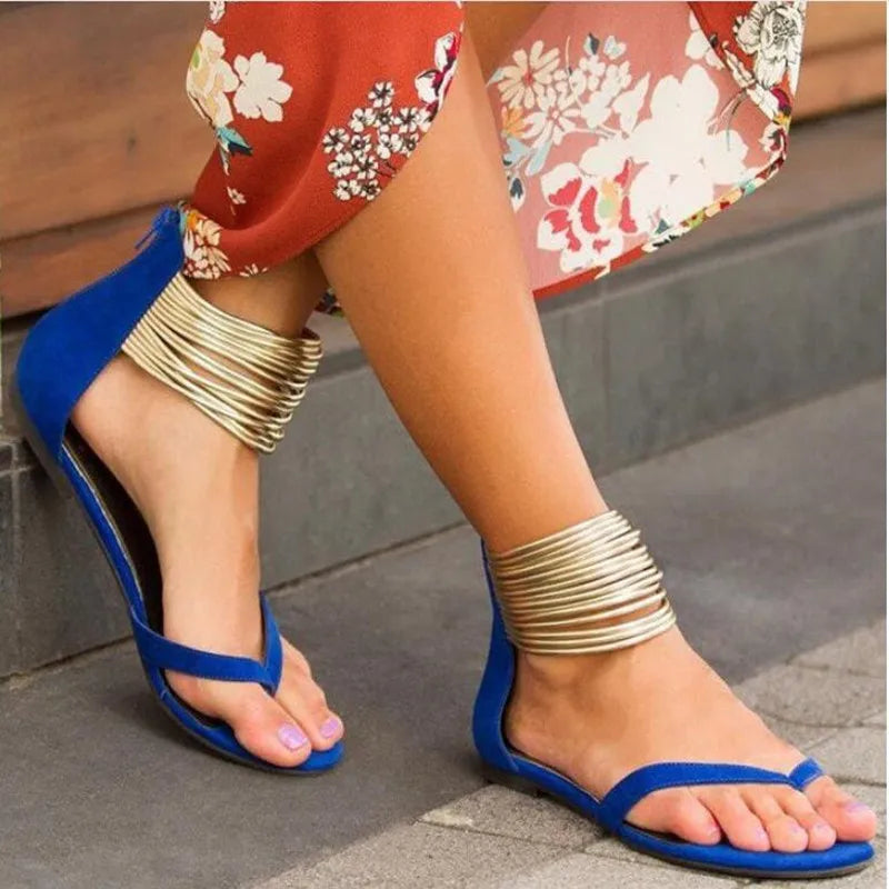XXCZDOU Sandalen Flachkomfort - Reißverschluss Größe 43 Blau
