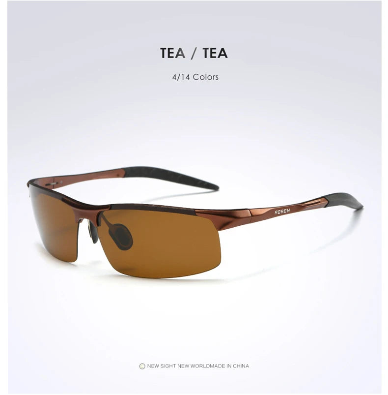 AORON Fahr-Polarisierte Sonnenbrille Herren Aluminium Magnesium Rahmen Sport Sonnenbrille Fahrer Retro Brille UV400 Anti-Blend