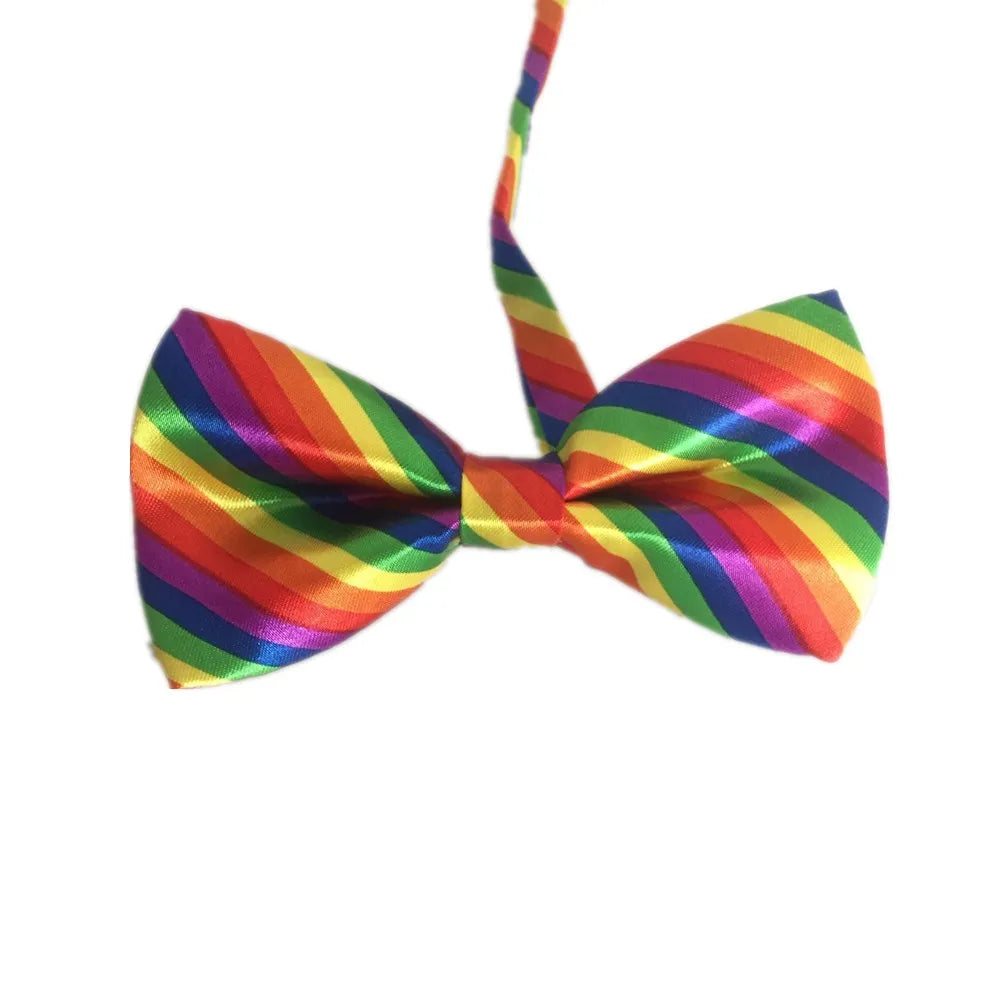 HOOYI Rainbow Neck Tie Set Stripe Gravata Slim Bow Ties Pocket Handkerchief Men accessories