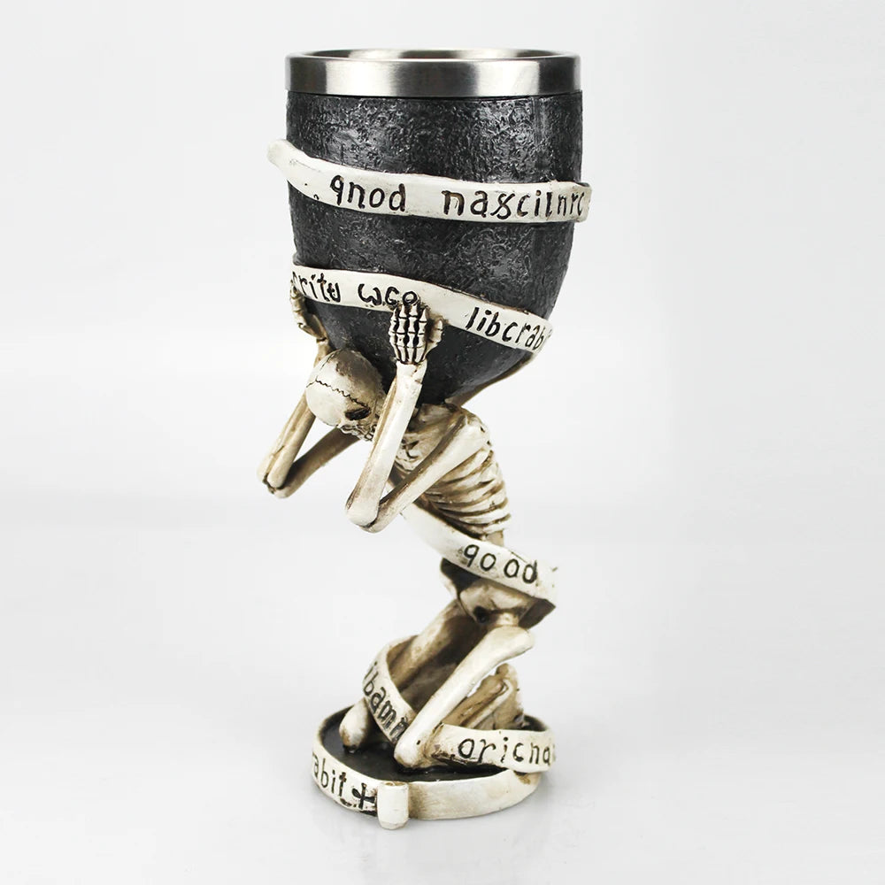 Gothic Wine Goblet Contain Dragon Claw Viking Skeleton Retro Stainless Steel&Resin Wine Glass BEST Halloween Gifts Bar Drinkware