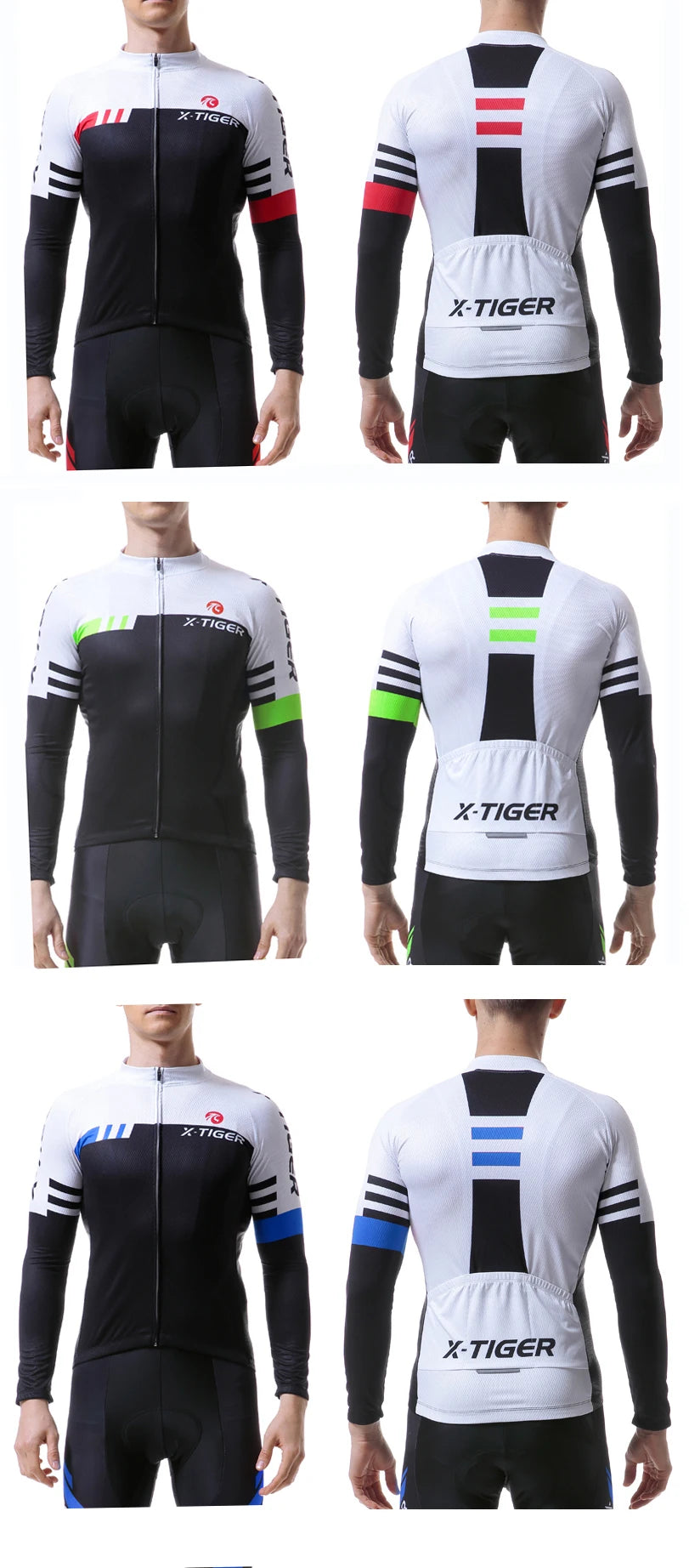 X-TIGER Top Qualität Radfahren Trikot 2025: Langarm MTB Fahrrad Polyester - Berg Fahrrad Sportbekleidung Atmungsaktiv Schnell Trocknend Schweißabweisend Taschen