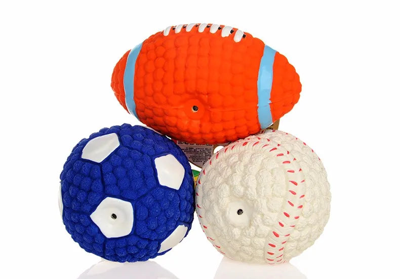 HOOPET Haustier Hund Spielzeug Bälle 2025: Quietsch Welpen Spielzeug Tennis Fußball - Zahn Reinigung Gummi Orange Weiß Blau Hunderassen Spielspaß