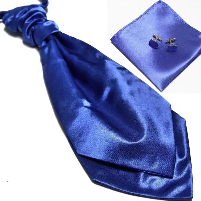 HOOYI 2019 cheap solid men's neck tie set Hanky cufflinks fashion necktie cravate ascot neckwear neckcloth Pocket square