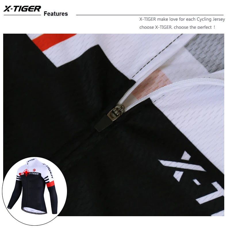 X-TIGER Top Qualität Radfahren Trikot 2025: Langarm MTB Fahrrad Polyester - Berg Fahrrad Sportbekleidung Atmungsaktiv Schnell Trocknend Schweißabweisend Taschen