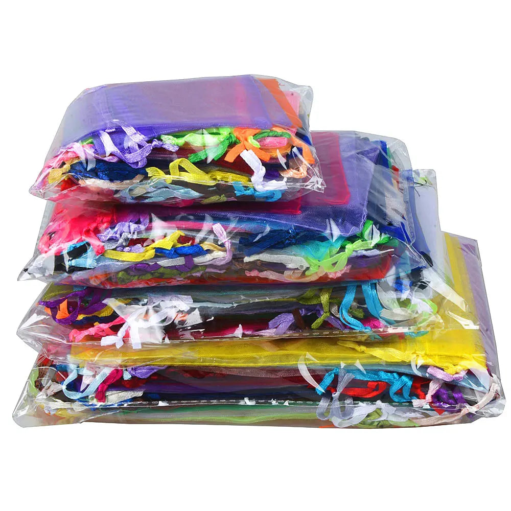 Organza Beutel Set 2025 - 100 Stück 24 Farben Aufbewahrung Back to School Organisation