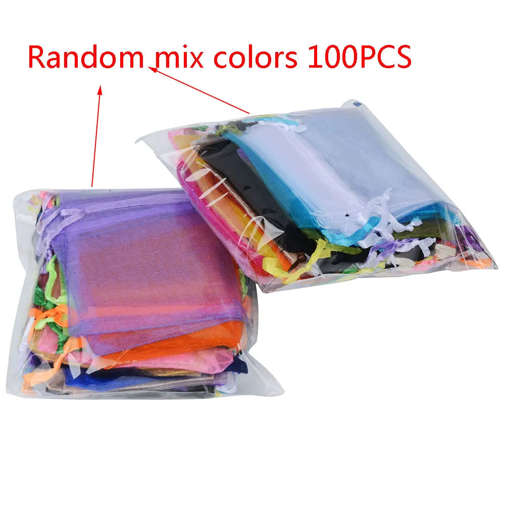 Organza Beutel Set 2025 - 100 Stück 24 Farben Aufbewahrung Back to School Organisation