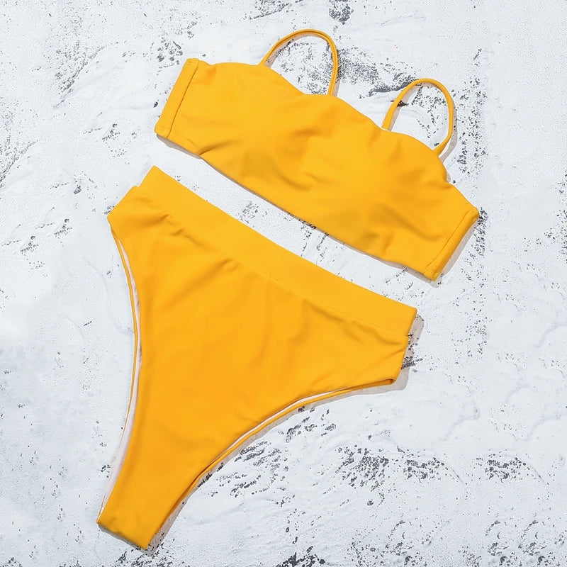 Bikini-Set: ZTVitality Elegant Bikinis Solid Push Up - Gepolstert BH Träger High Waist Schwimmanzug Damen Schwimmbekleidung Frauen Biquini Collection