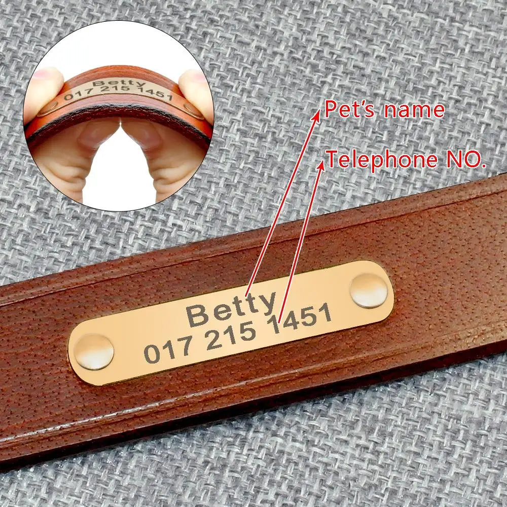 Personalisiert Hund ID Halsband Echtes Leder Kleine Mittlere Hunde Katze Halsband Anpassen Haustier Name Und Telefonnummer Kostenlose Gravur