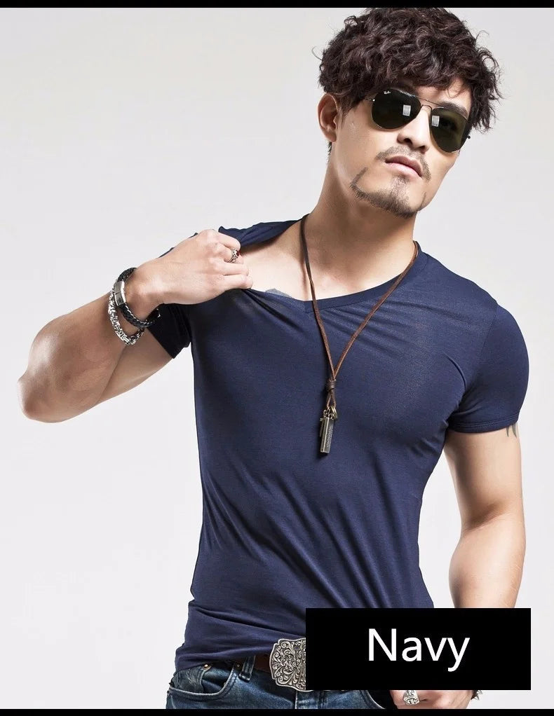 MRMT V-Neck T-Shirt - 10 Farben S-5XL Gestrickt Baumwolle