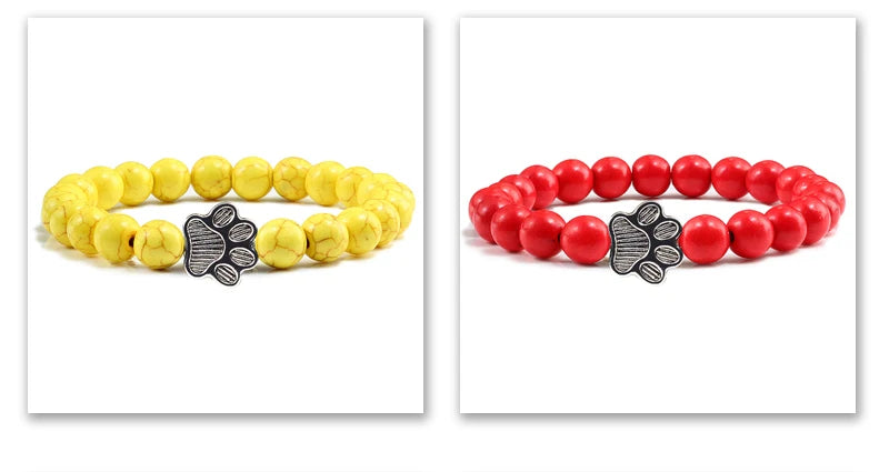 Reliatonny Natürlich Matt Schwarz Lava Vulkanstein 2025: Pfoten Druck Armband Homme Femme - Haustier Gedenkstätte Katze Hund Liebhaber Schmuck Unisex Strand