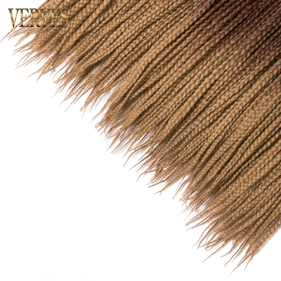 VERVES Crochet Braids Synthetic 24 inch Box Braid 22 Roots/Pcs Ombre Braiding Hair Extensions Heat Fiber Bulk Braid Pink,Black