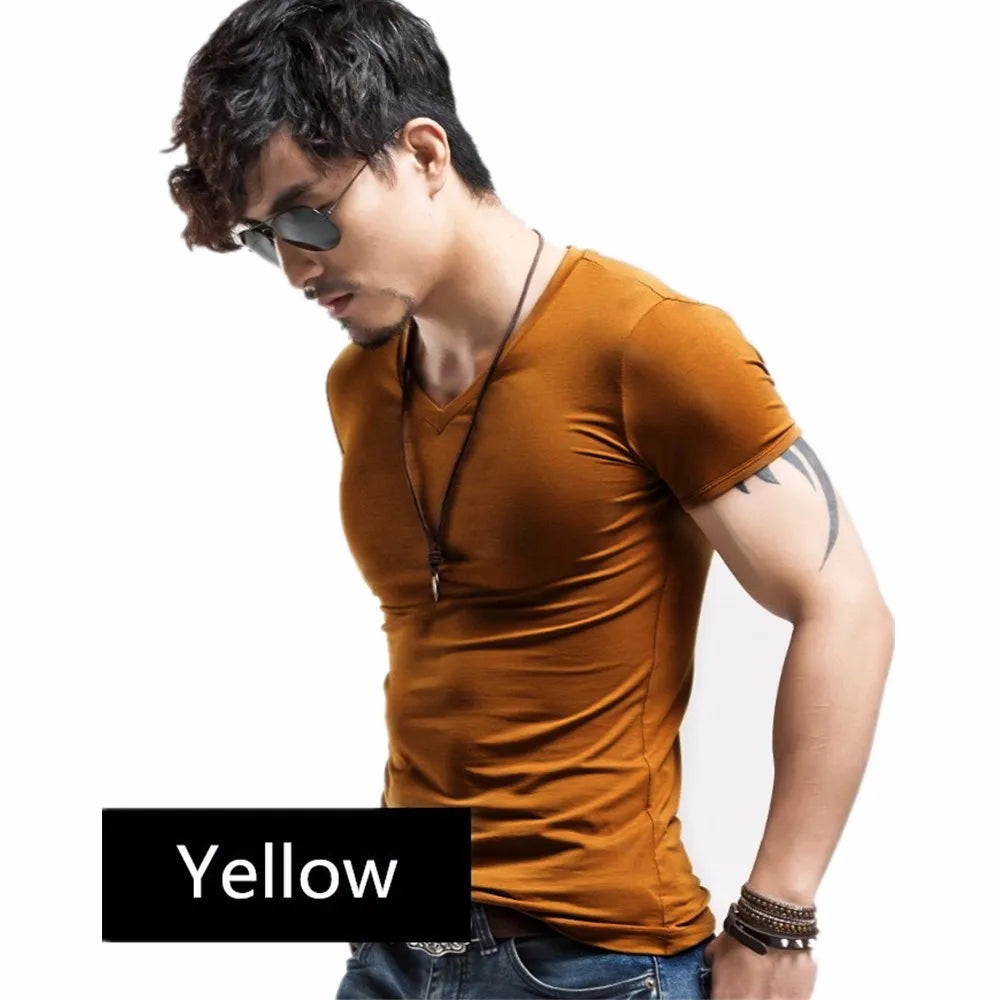 MRMT V-Neck T-Shirt - 10 Farben S-5XL Gestrickt Baumwolle