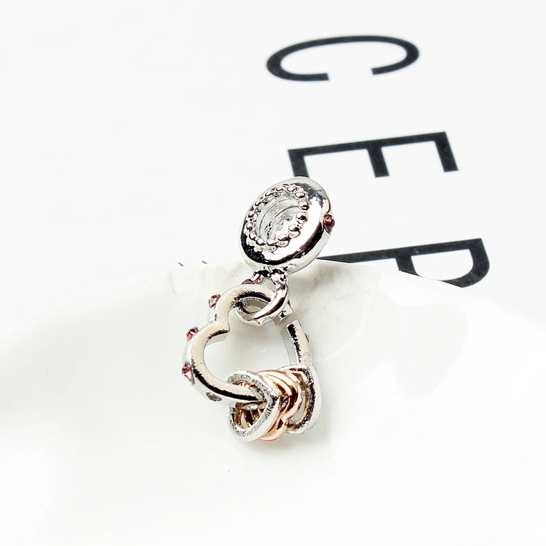 Neuer Original-Legierung-Schmuck Familie Mutter Papa Liebe Herz Anhänger Charm für Armband Halskette DIY Damen Schmuck