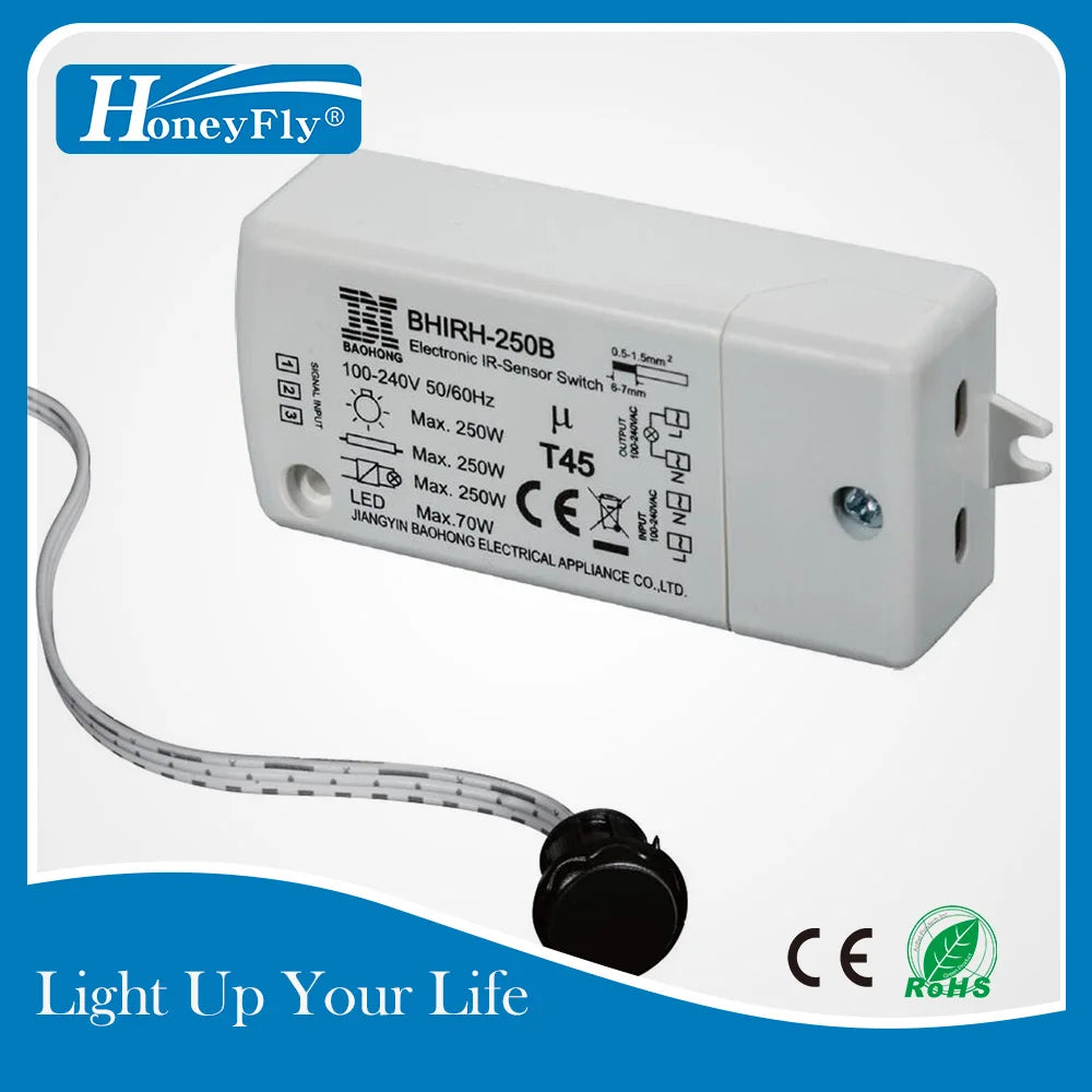 HoneyFly IR Bewegungsmelder Schalter 250W - Infrarot Sensor für automatische Beleuchtung