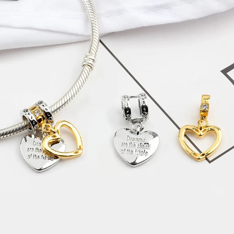 Neuer Original-Legierung-Schmuck Familie Mutter Papa Liebe Herz Anhänger Charm für Armband Halskette DIY Damen Schmuck