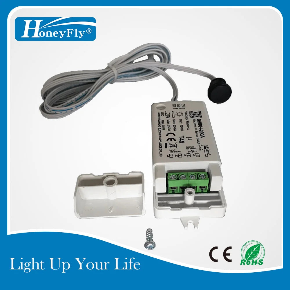 HoneyFly IR Bewegungsmelder Schalter 250W - Infrarot Sensor für automatische Beleuchtung