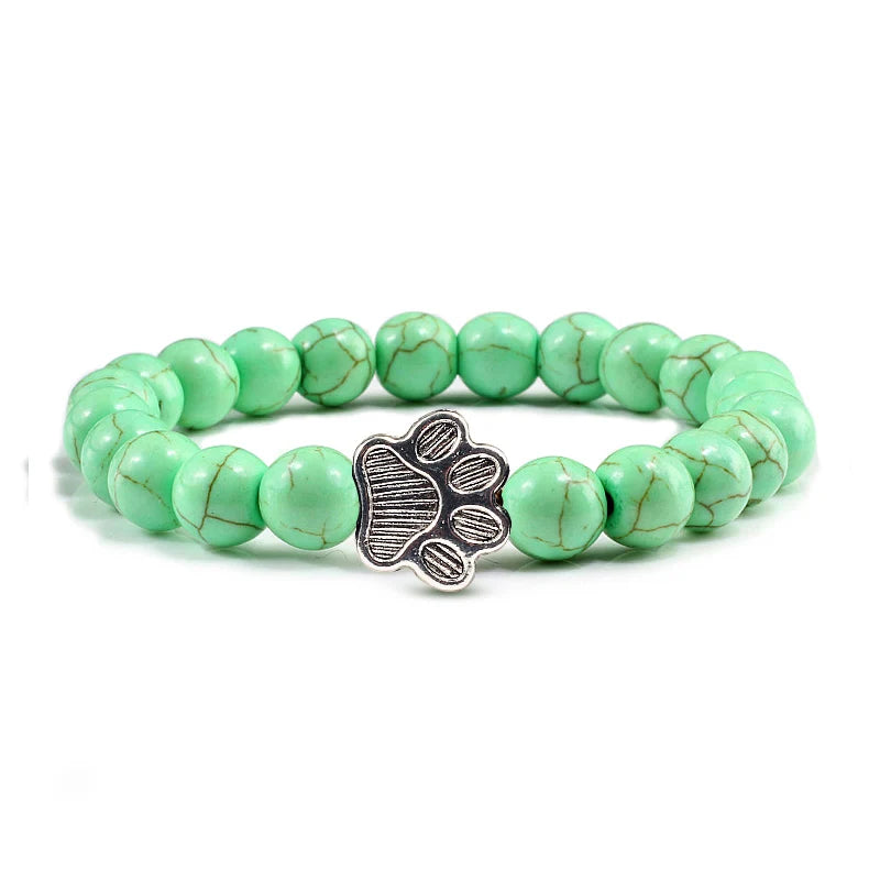 Reliatonny Natürlich Matt Schwarz Lava Vulkanstein 2025: Pfoten Druck Armband Homme Femme - Haustier Gedenkstätte Katze Hund Liebhaber Schmuck Unisex Strand