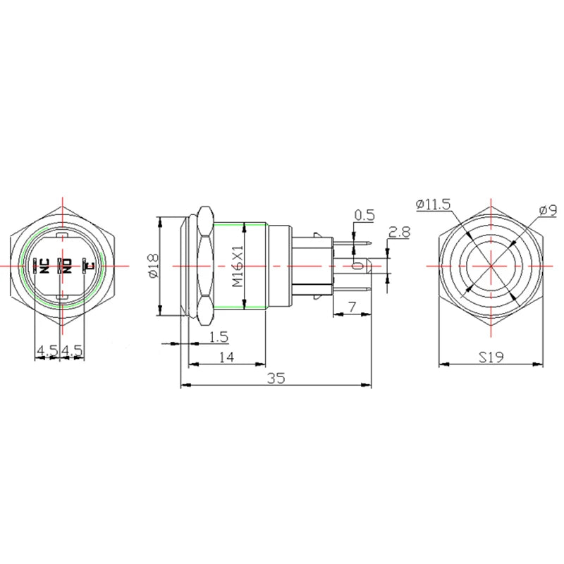 16mm LED Power Push Button Switch