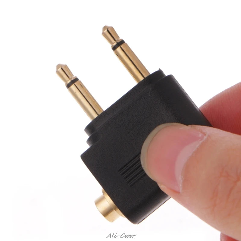 OOTDTY Adapter Flugzeug Mono 3,5 mm Goldnickel - 2 Stück