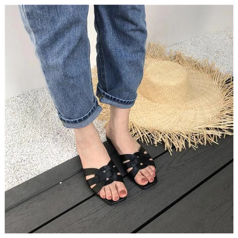 DONLEE QUEEN Frauen Marke Hausschuhe Sommer Slides Offene Zehe Flach Casual Schuhe Freizeit Sandale Weiblich Strand Flip Flops Große Größe 35-41
