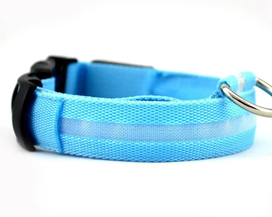 YUDODO Nylon LED Pet Dog Collars for animals Night Safety Flashing Glow Dog Leash Dogs Luminous Fluorescent Collars Pet Supplies