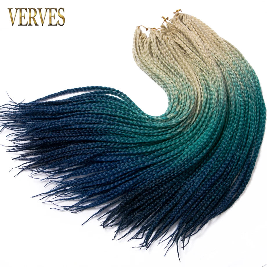 VERVES Crochet Braids Synthetic 24 inch Box Braid 22 Roots/Pcs Ombre Braiding Hair Extensions Heat Fiber Bulk Braid Pink,Black