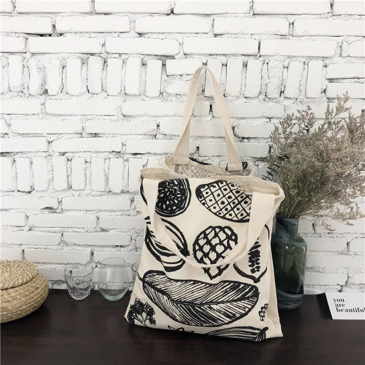 Frauen Canvas Schultertasche Blattmuster Damen Große Einkaufstaschen Eco Baumwolle Leinenstoff Große Handtasche Cute Books Tote Für Mädchen