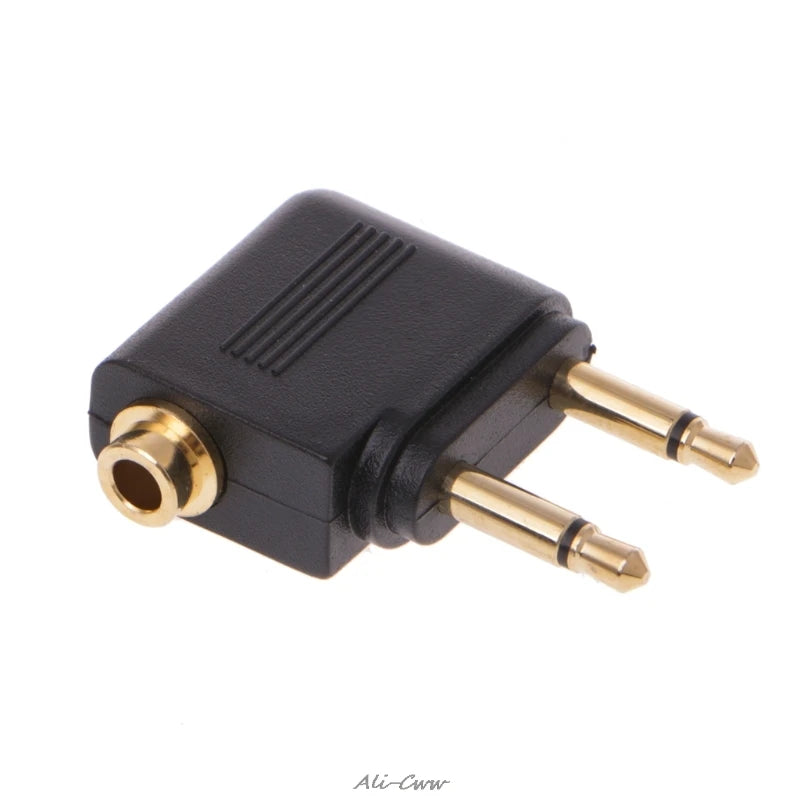 OOTDTY Adapter Flugzeug Mono 3,5 mm Goldnickel - 2 Stück