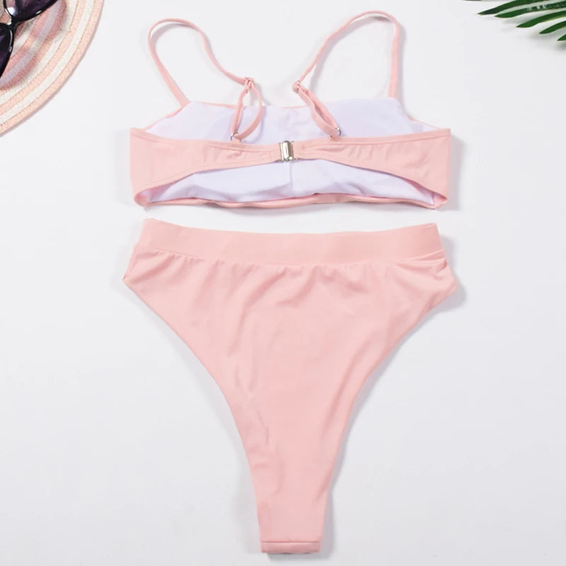 Bikini-Set: ZTVitality Elegant Bikinis Solid Push Up - Gepolstert BH Träger High Waist Schwimmanzug Damen Schwimmbekleidung Frauen Biquini Collection