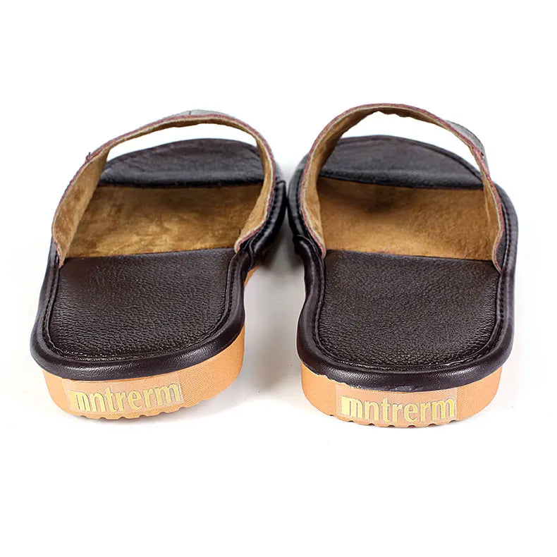 Neue Leder Hausschuhe Männer Heim Einrichtung Innen Boden Klassisch Schuhe Casual Slides Leder Sandalias Zapatos Hombre