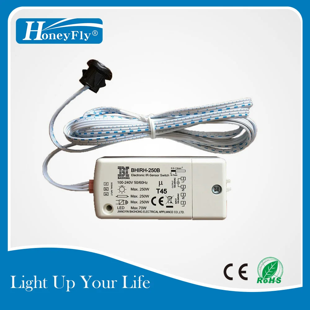 HoneyFly IR Bewegungsmelder Schalter 250W - Infrarot Sensor für automatische Beleuchtung