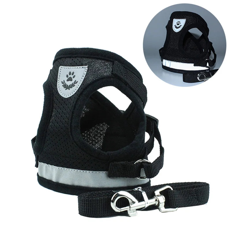 Reflektierend Katze Geschirr Leine Set 2025: YUDODO Nylon Mesh Kätzchen Welpen - Hunde Weste Geschirr Yorkies Mops S/M/L/XL Atmungsaktiv Verstellbar Schnell Lösbar