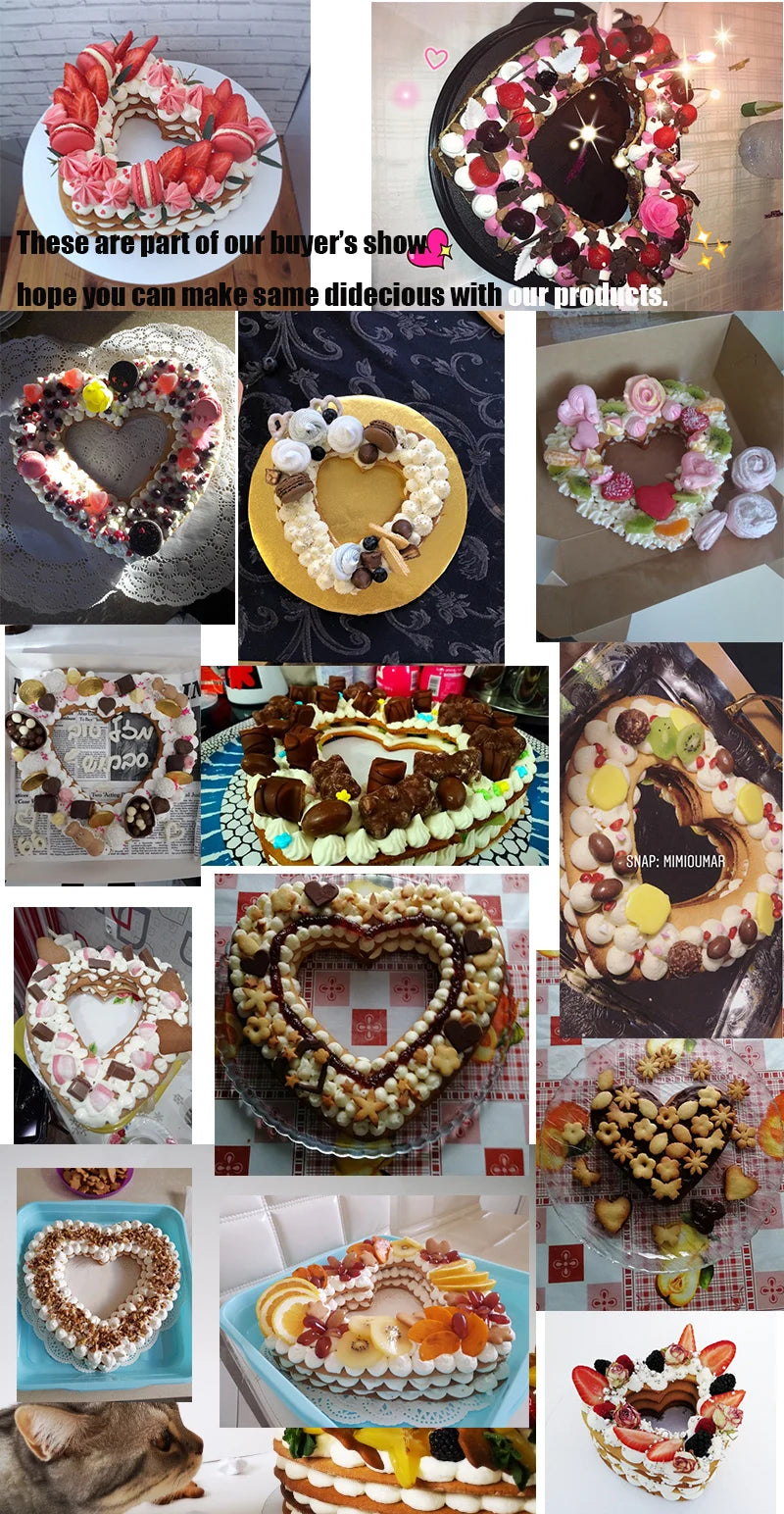 Heart Shape Cake Mold PET Plastic Cake Decorating Tools Confeitaria Maker Useful Baking Accessories 6/8/10/12/14inch