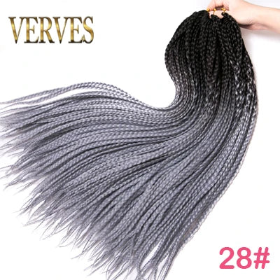 VERVES Crochet Braids Synthetic 24 inch Box Braid 22 Roots/Pcs Ombre Braiding Hair Extensions Heat Fiber Bulk Braid Pink,Black