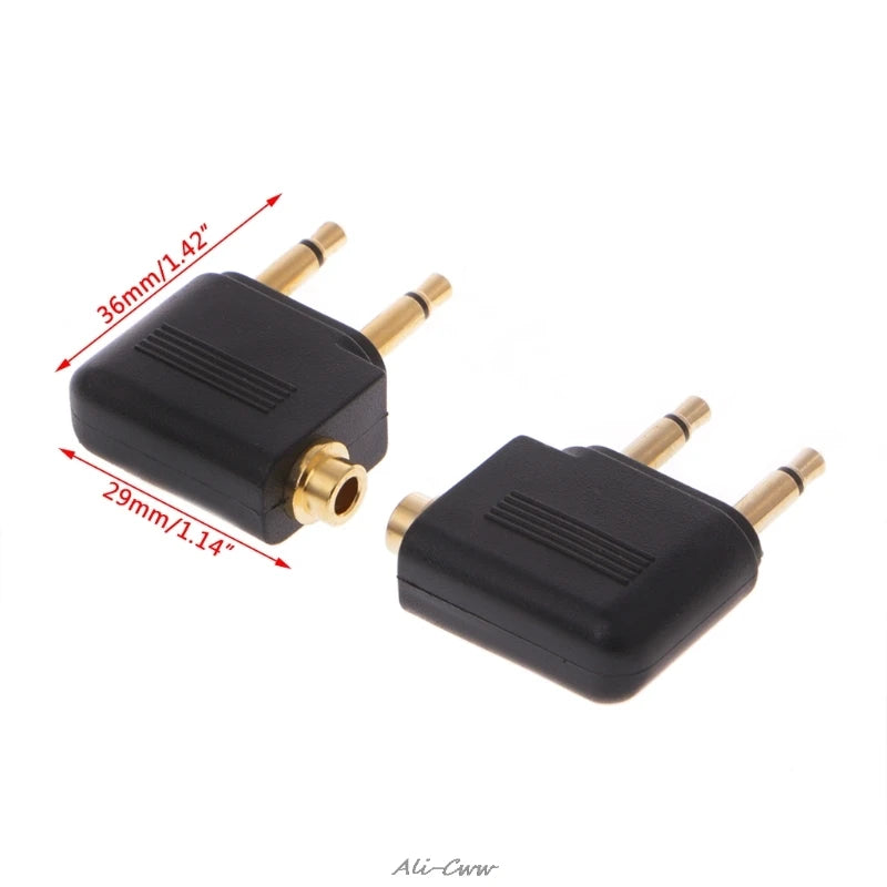 OOTDTY Adapter Flugzeug Mono 3,5 mm Goldnickel - 2 Stück
