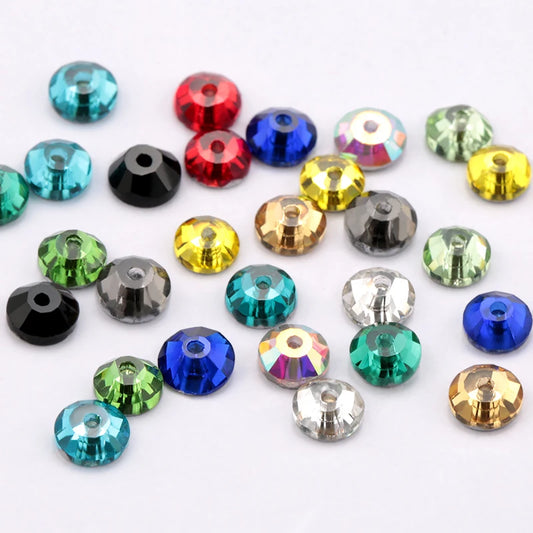 SS16-SS30 Viel Farbe Glas Material Rund Strass Kristall Näh Stein Flach Rücken Loch Kleidung Dekoration Zubehör