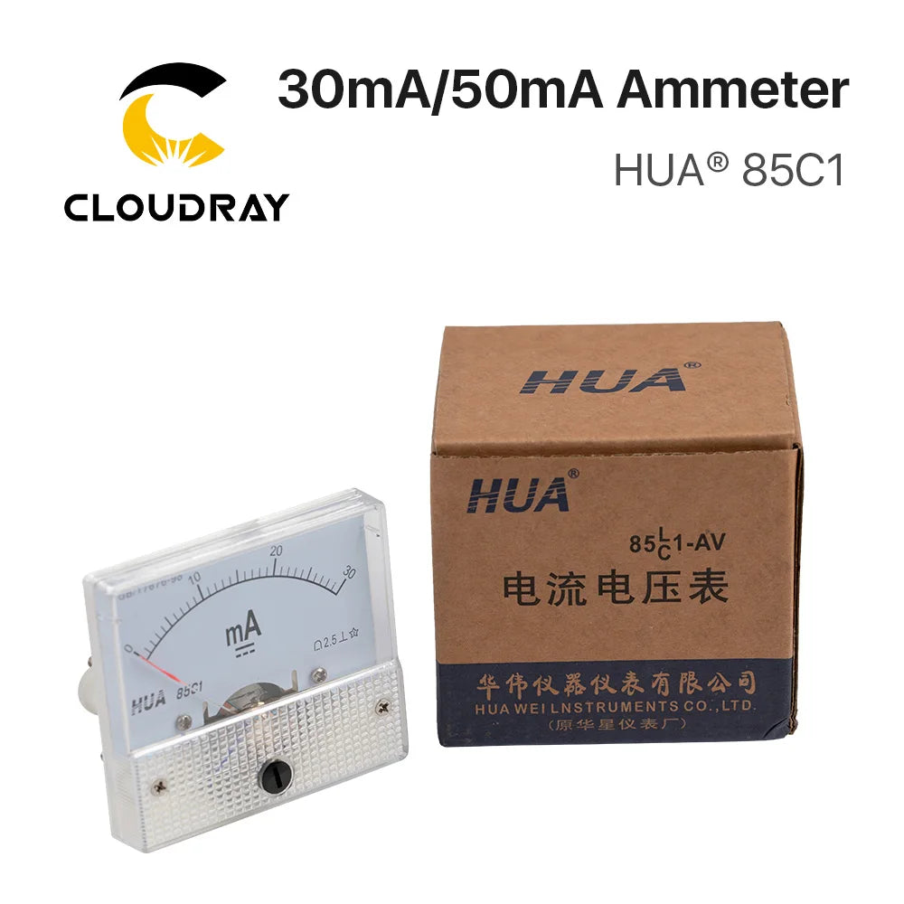Cloudray 30mA 50mA Amperemeter HUA 85C1 DC 0-30mA 0-50mA Analog Amp Panel Meter Strom für CO2 Laser Gravur Schneid Maschine