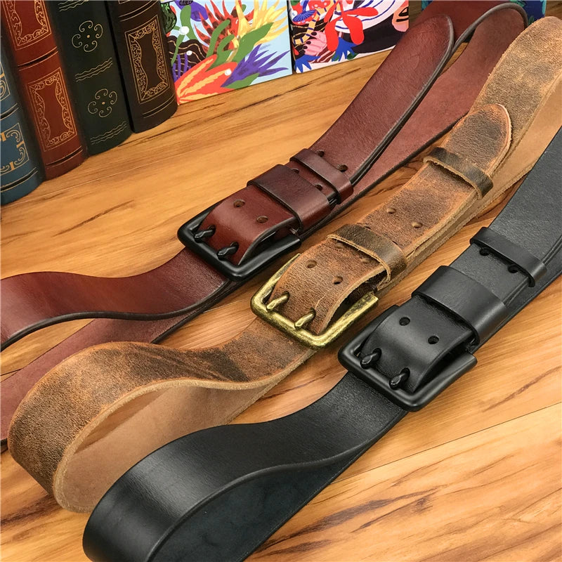 Herren Ledergürtel 2025 - Super Wide 4.2CM Luxury Thick Genuine Leather Double Buckle