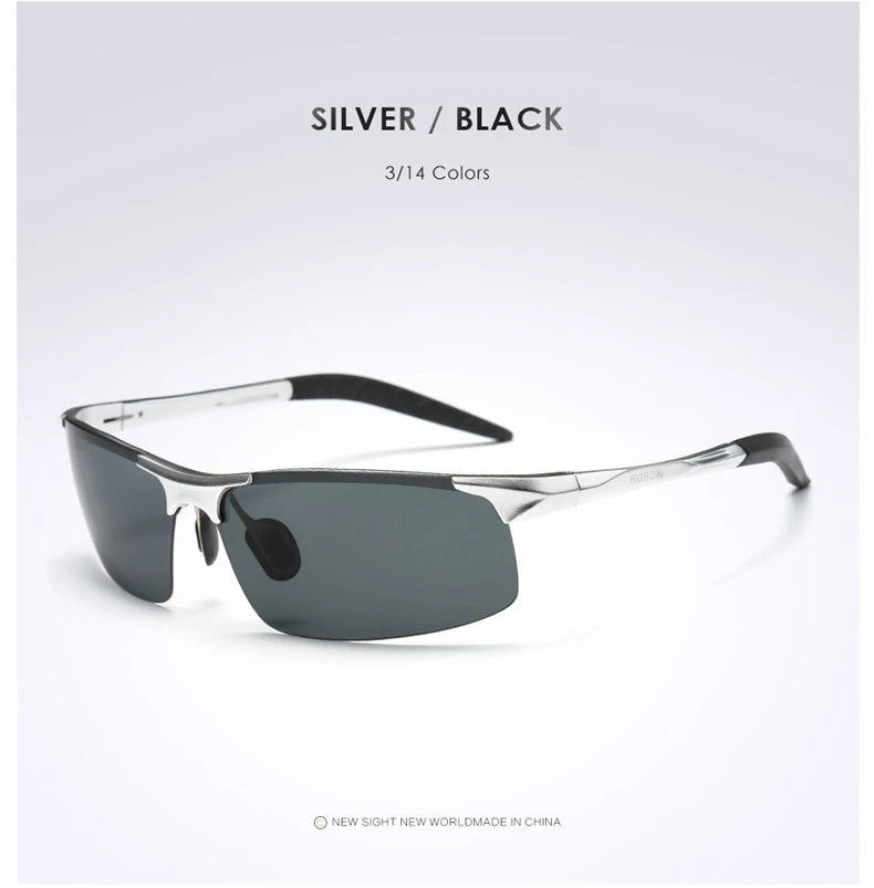 AORON Fahr-Polarisierte Sonnenbrille Herren Aluminium Magnesium Rahmen Sport Sonnenbrille Fahrer Retro Brille UV400 Anti-Blend