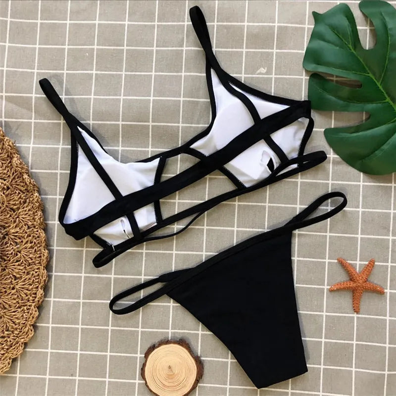 Ausgehöhlter Roter Sexy Bikini Set 2025: String Push Up Gebunden Thong - Frauen Schwimmbekleidung Brasilianischer Bikini Badeanzug Schwimm Wear Atemberaubend