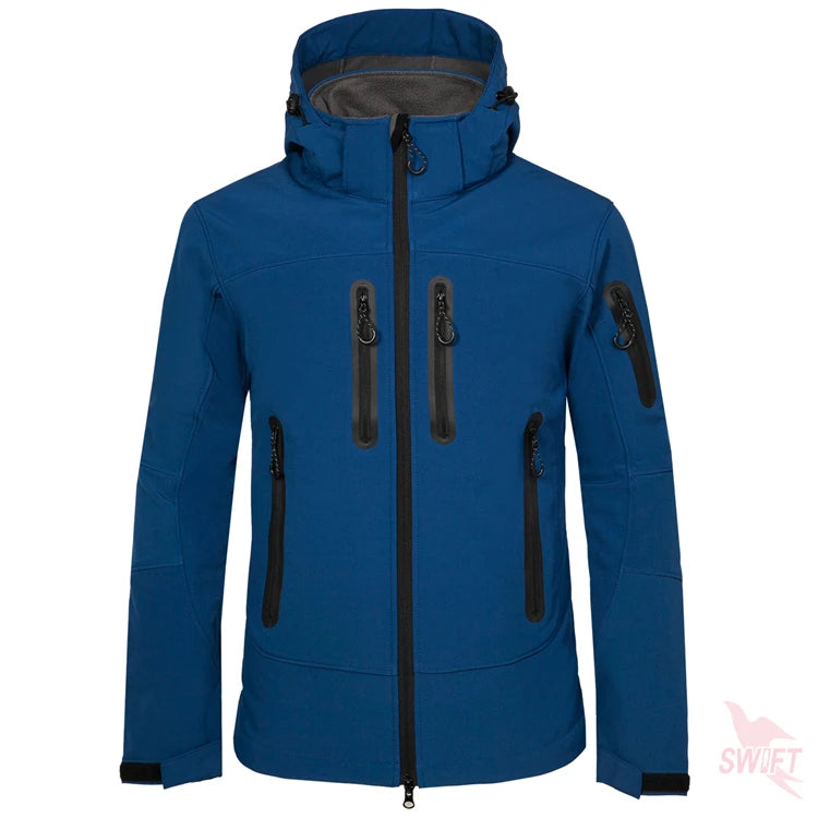 Wasserdichter Softshell-Mantel für Männer mit Custom-Print - Outdoor-Hoodie für Hiking, Skiing und Camping