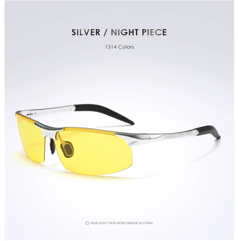 AORON Fahr-Polarisierte Sonnenbrille Herren Aluminium Magnesium Rahmen Sport Sonnenbrille Fahrer Retro Brille UV400 Anti-Blend