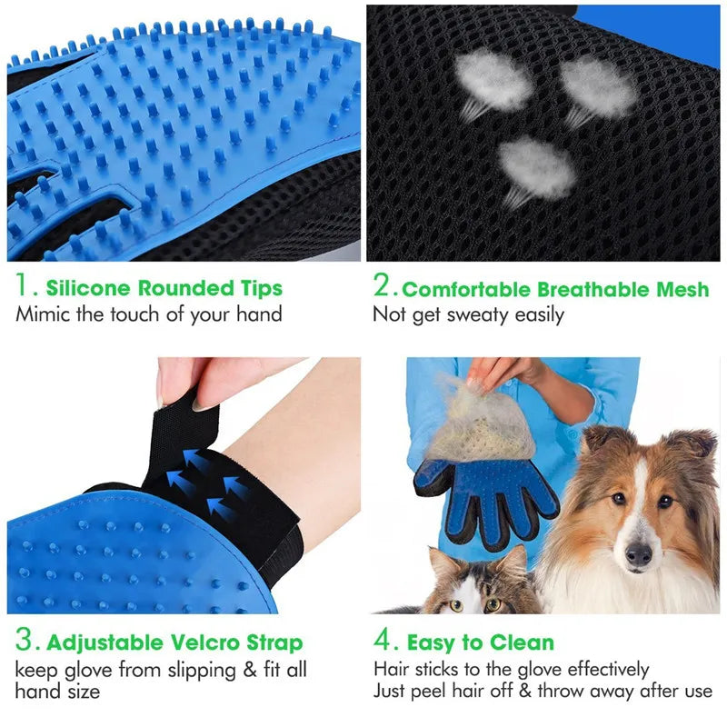 Mode Gummi Haustier Bad Bürste: gagyive Hund Spielzeug Umweltschutz Silikon - Handschuh Haustier Massage Hunde Katzen Zubehör Blau Tiefblau 23cm