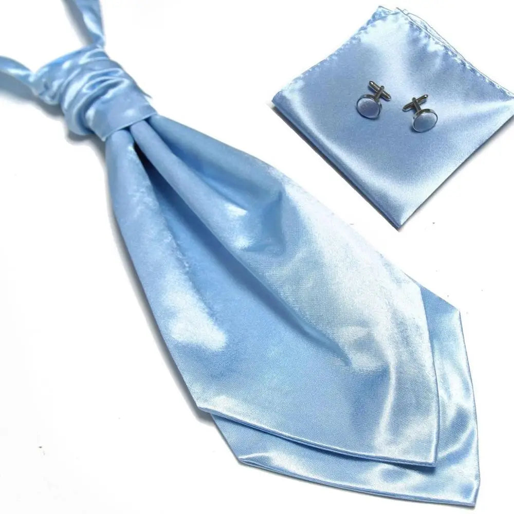 HOOYI 2019 cheap solid men's neck tie set Hanky cufflinks fashion necktie cravate ascot neckwear neckcloth Pocket square