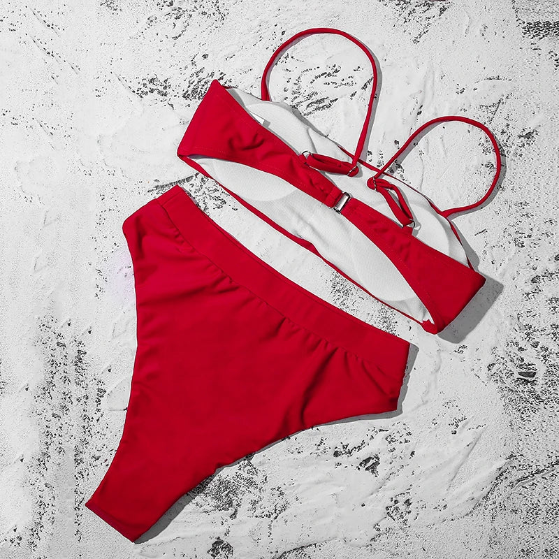 ZTVitality Elegant Bikinis 2025: Solid Verbesserte Unterstützung Wire-Free Design Street Style - Hot Sale Gepolstert BH Träger High Waist Schnallen-Verschluss 10 Farben